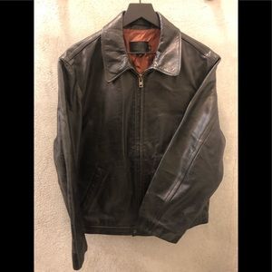 J. Crew Bomber Black Leather Cafe Racer
